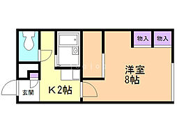 レオパレス藻 1Kの間取図画像