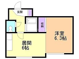 リリアムコート宮の森 3階1DKの間取り