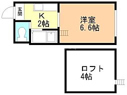 カサ・ブランカ 1Kの間取図画像