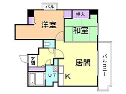 旭山シャトー桂和 2LDKの間取図画像