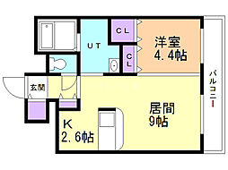 フェバリットラセスト 1LDKの間取図画像