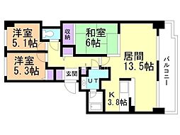 パシフィック近代美術館前 3LDKの間取図画像