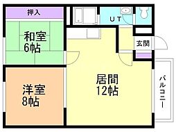 リバーサイドヴィラ山鼻 2LDKの間取図画像