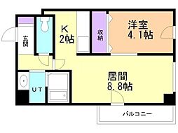 シャローム南11条 1LDKの間取図画像