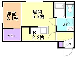 MOOERNON3 1LDKの間取図画像
