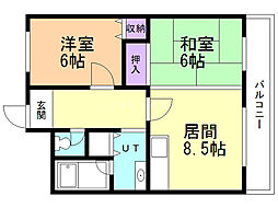 ライオンズマンション西線6条 2LDKの間取図画像