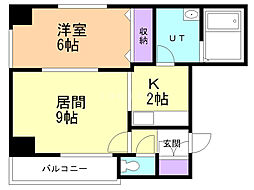 ビーンズコート 1LDKの間取図画像