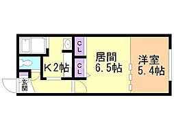 ゼスティ医大前 1LDKの間取図画像