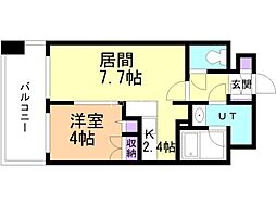 レガーロ美術館通 1LDKの間取図画像