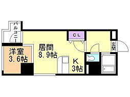カルフール大通東 1LDKの間取図画像