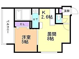 e′clair 1LDKの間取図画像
