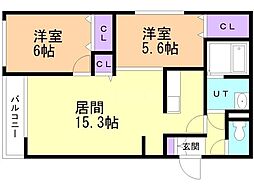 グラフローレ 2LDKの間取図画像