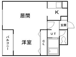 ハウスオブリザ南9条 1LDKの間取図画像