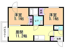 トレヴェンティ美術館西 2LDKの間取図画像