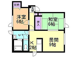 リバティーベル 2LDKの間取図画像