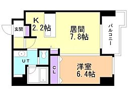 オルムドグランメール大通 1LDKの間取図画像