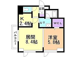 桂和ジデンス裏参道 1LDKの間取図画像