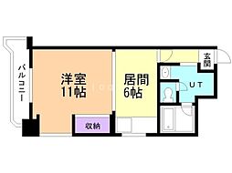 ドミ18ロイヤル 1DKの間取図画像