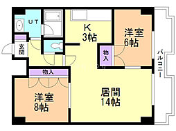 プラザ中島公園 2LDKの間取図画像