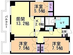 リージェント・ブランドビル 3LDKの間取図画像