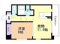 フィール円山 1LDKの間取図画像