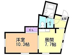 シークエンス620C 1DKの間取図画像