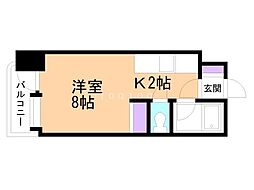 アン・セリジェ弐番館 1Kの間取図画像