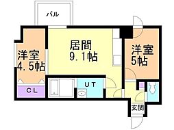 グランドジョラスN6 2LDKの間取図画像