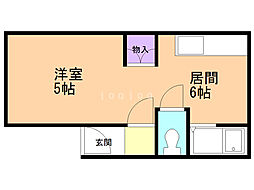 ヴィラ・ブランシュB 1DKの間取図画像