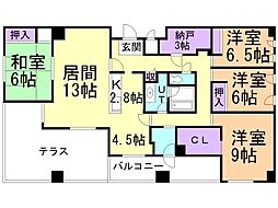 カサ医大前メディカルビルスリー・エム 4LDKの間取図画像