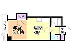 円山北町ハイム 1LDKの間取図画像