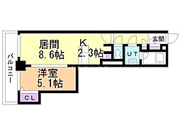 PRIMEURBAN札幌リバーフロント 1LDKの間取図画像