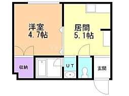 ブリスコート 1DKの間取図画像