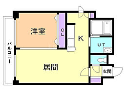 パークヒルズ中央大通15 1LDKの間取図画像