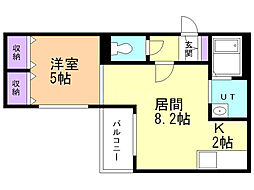 グランドジョラス中の島 1LDKの間取図画像