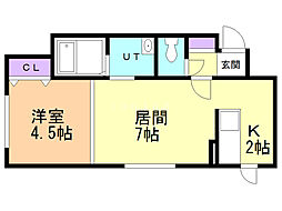 ロワブランシュ 1LDKの間取図画像