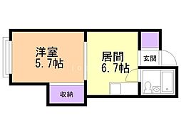 パークサイドヴィレッジ 1DKの間取図画像