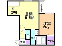 レストシティ北7条 1LDKの間取図画像