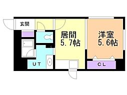 プライムアーバン大通公園2 1DKの間取図画像