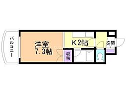 プレサント南3東2 1Kの間取図画像