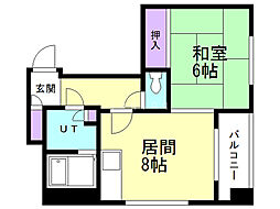 ベルレーヴ山鼻 1LDKの間取図画像