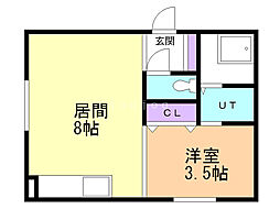 ウッディハウス93 1DKの間取図画像