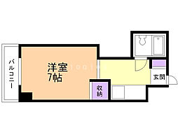 ロイヤル宮の森 4階ワンルームの間取り