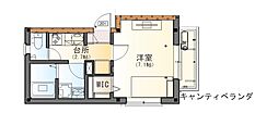 エスポワール富喜 1Kの間取図画像