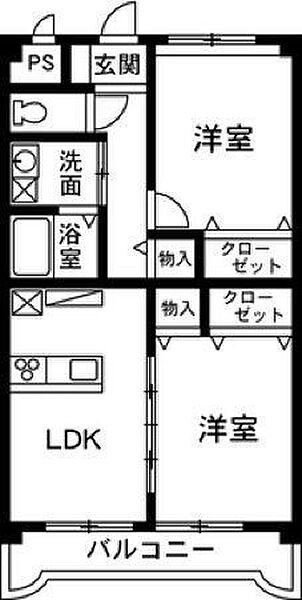 マンションディアコート 203｜群馬県伊勢崎市韮塚町(賃貸マンション2LDK・2階・57.32㎡)の写真 その2