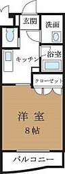 フォンテーヌマンション 1階1Kの間取り