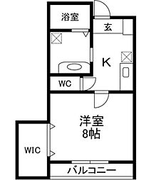 椿 1Kの間取図画像