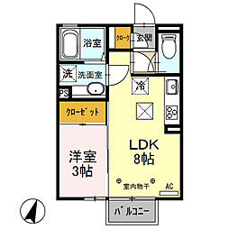 ブルーサファイアA 1LDKの間取図画像