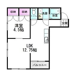 サトウマンション 1LDKの間取図画像