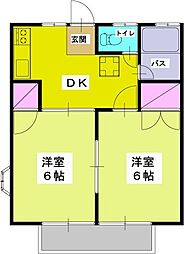 清水ヒルズE 2DKの間取図画像